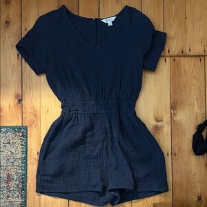 Market & Spruce Dark Blue V-Neck Romper